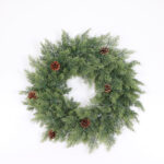 Five furcation double color PE wreath with cones and warm white light - Image 2