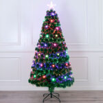 Green PVC fiber optic tree with redblue +redgreen LED circular flashing with star ornament - 图片 2