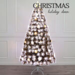 Rose gold leaves fiber optic tree with warm whitewhite gradient LED,star ornament